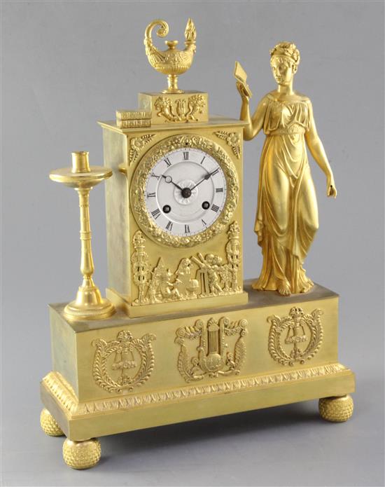 A second quarter of the 19th century French ormolu mantel clock, height 38.5cm width 28cm